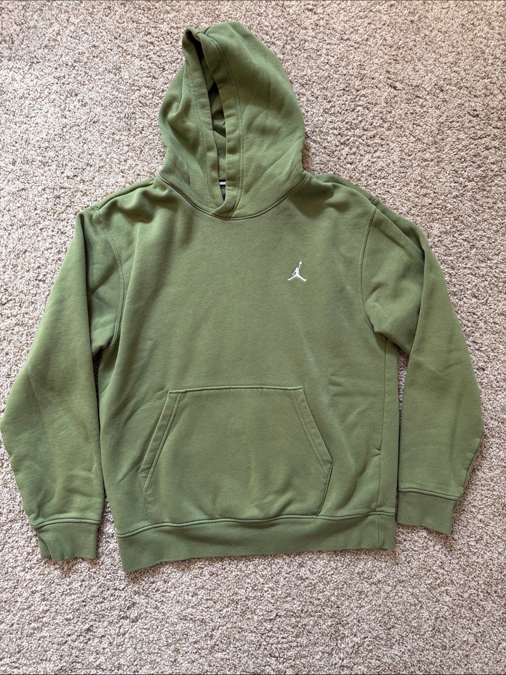 Jordan Olive Green Pullover Hoodie with White Jumpman